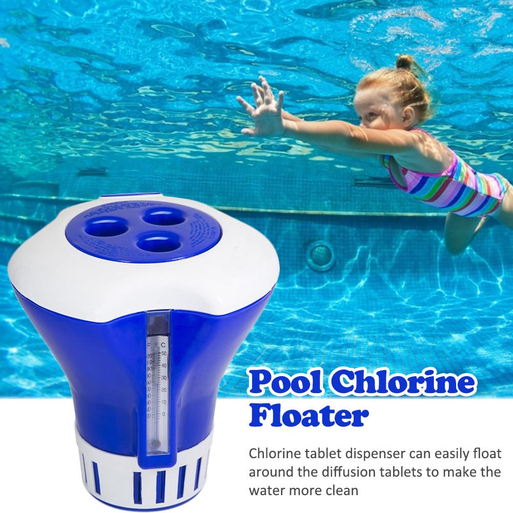 Pool Chlorine Floater 7 Inch Pool Chlorine Tablet Floater Chlorine Dispenser Floating Chlorinator With Built-in Thermometer