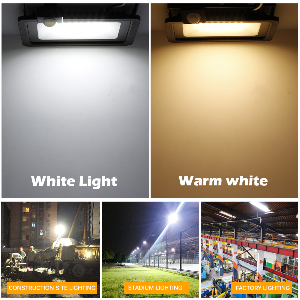 Led projektør pir bevægelsessensor led projektør lys  ip66 vandtæt spotlight væg udendørs belysning hvid varm hvid