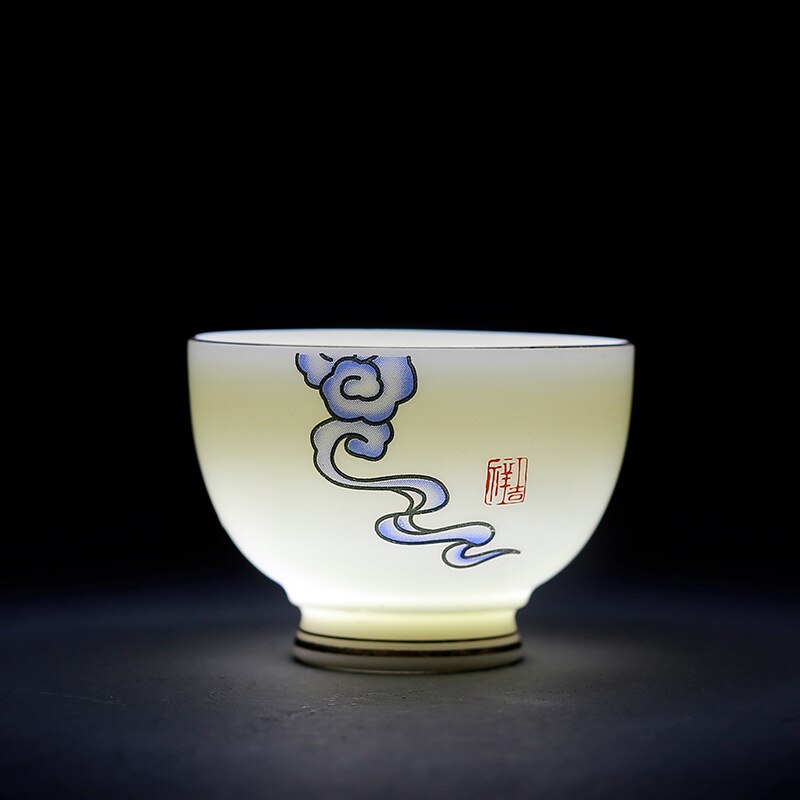 Høj kvalitet suet jade keramisk tekop stor tre-talent dæk skål te maker håndlavet hvid porcelæn skål: Burgunder