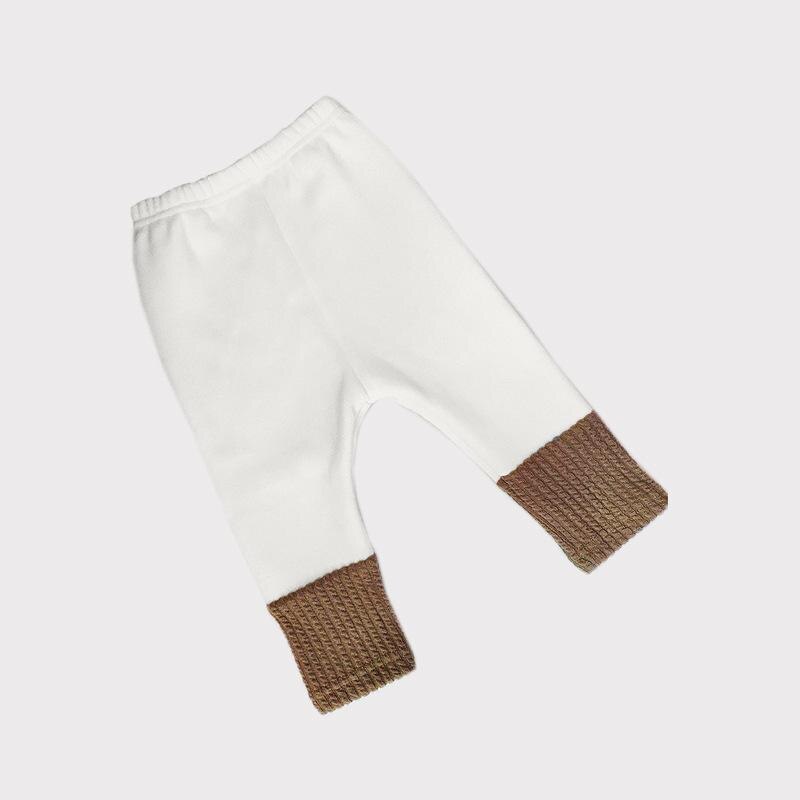 Kids Plush Pants Autumn And Winter Baby Leggings For Boys Girls Plush Thickened Cotton Bottoming Pants: Beige / 3T
