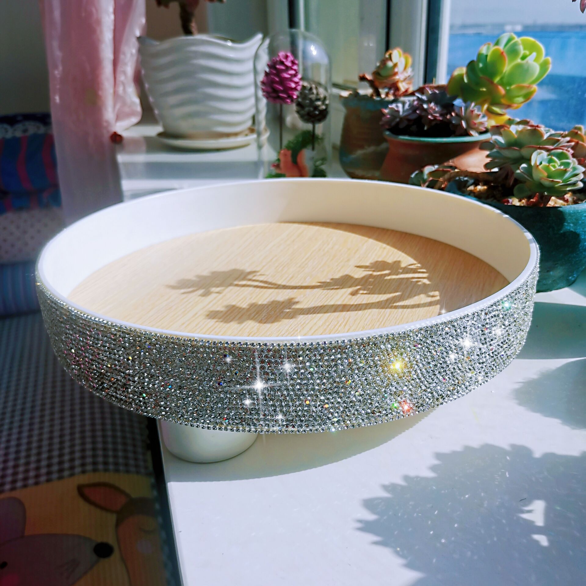 Bling Rhinestones Makeup Organizer Large Cosmetic Storage Box Jewelry Nail Polish Makeup Container Office Sundries Storage Boxes: Default Title