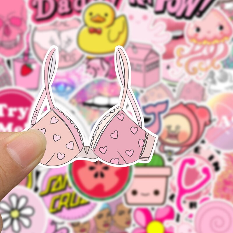 50 PCS Cartoon pink Stickers For Chidren Toy Waterproof Sticker to DIY Suitcase Laptop Bicycle Helmet Car Decals