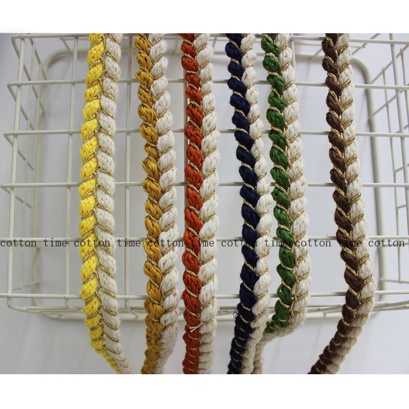 6 jaardia kultainen punos köysi 1.5cm puuvillasekoitettu köysi kierretty puuvillanarut takin koristelu askartelu köydet ompelutarvike