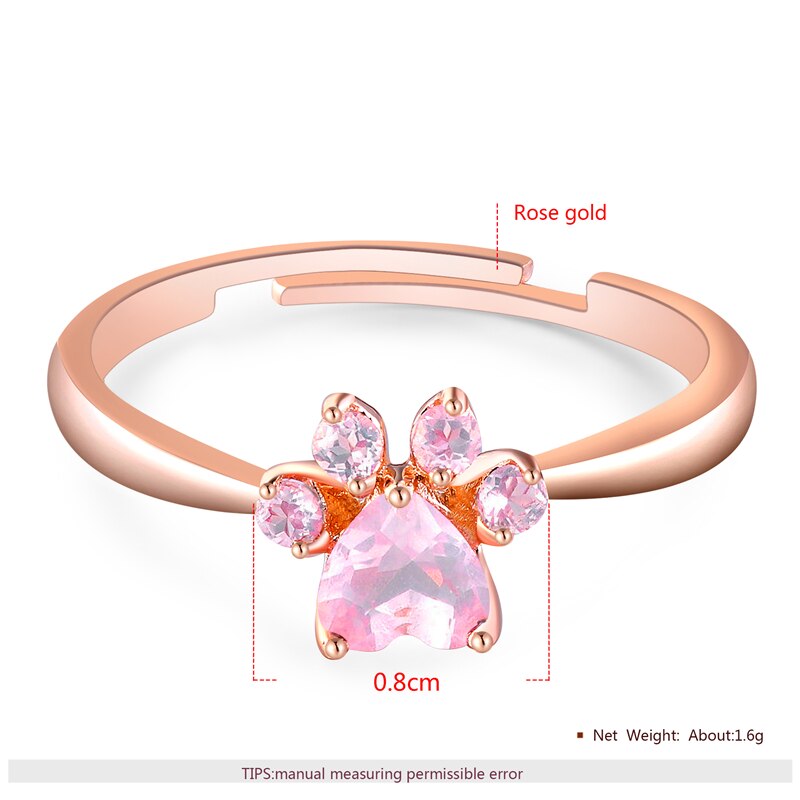 ROXI Bärentatze Katze Klaue Schmuck setzt für Frauen Rose Gold Ringe Zucht Ohrringe Halskette Armbinde Hochzeit Rosa Kristall CZ liebe