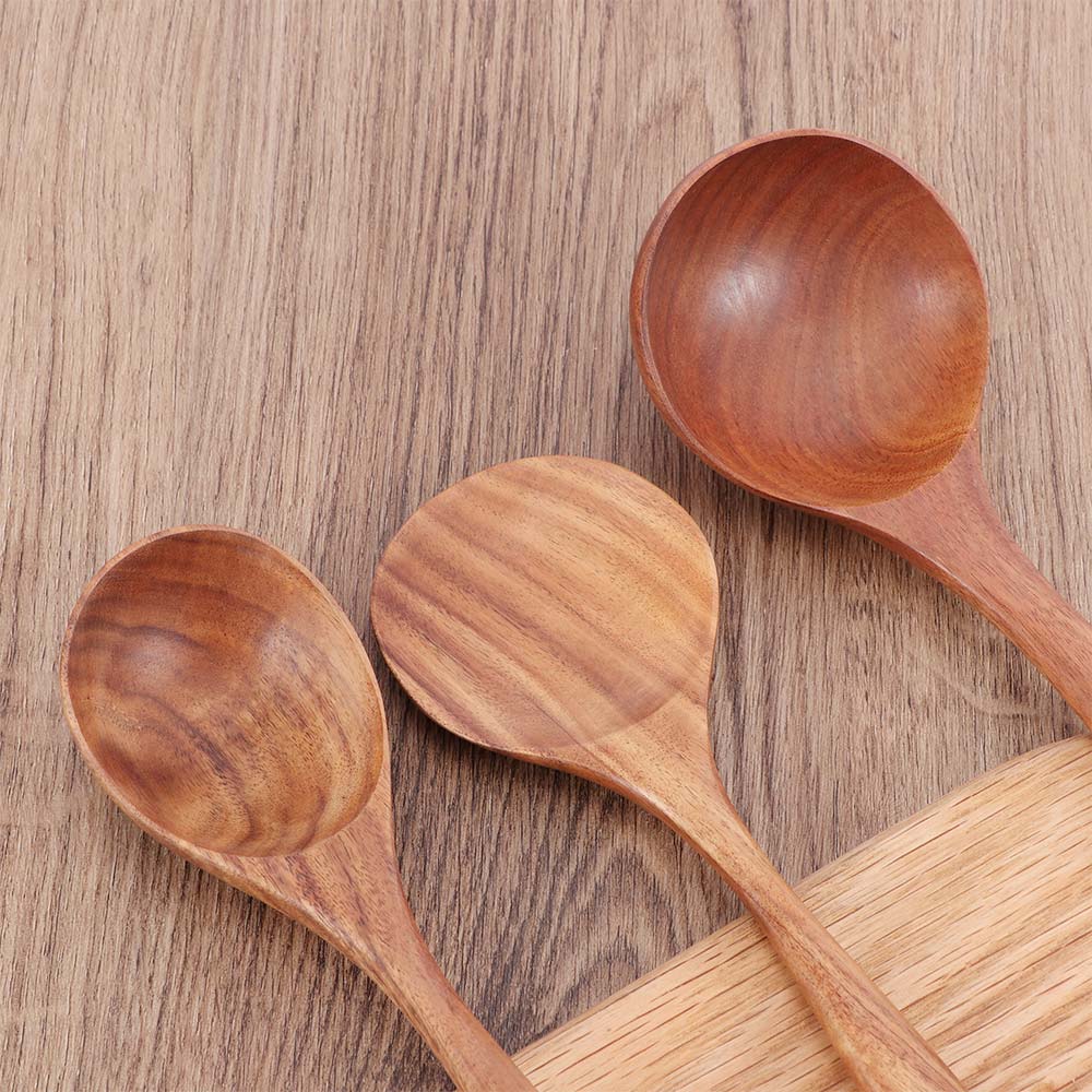 Natural Wooden Large Soup Scoops Long Handle Cooking Scoop Wood Ramen Rice Spoon Soup Ladle Catering Tableware Kitchen Utensil