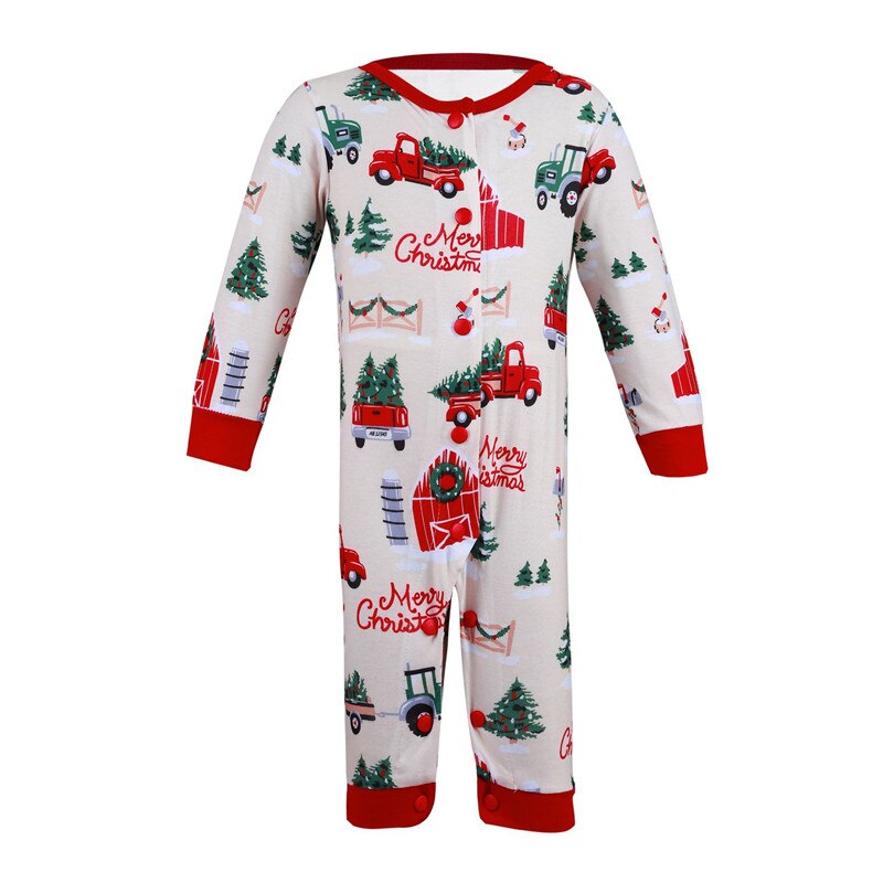 Familie matchende outfits tøj julepyjamas sæt xmas voksen barn sød fest nattøj pyjamas bil print nattøj jakkesæt