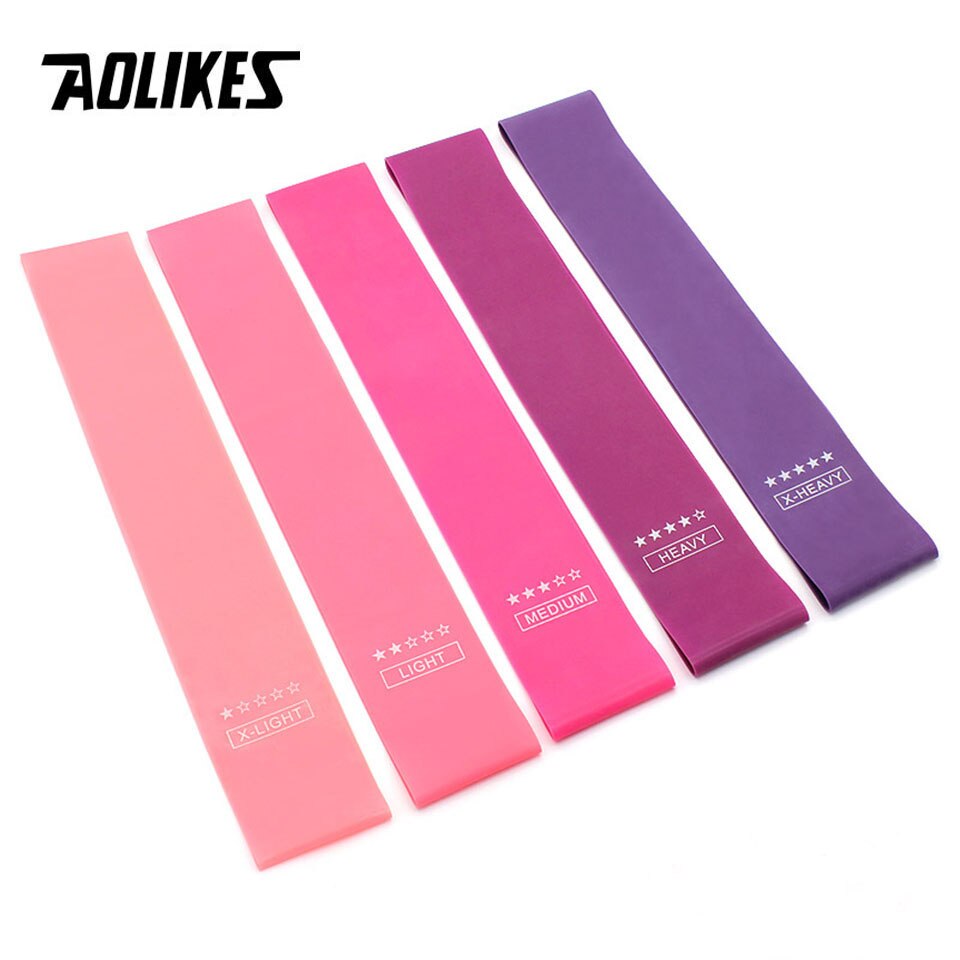 AOLIKES-Bandas de resistencia para entrenamiento físico, 5 unidades, para Fitness, gimnasio, fuerza, deporte Pilato, goma, Fitness, Mini bandas para Crossfit