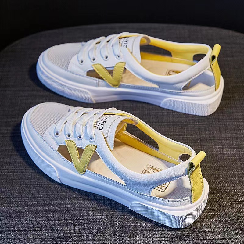 Sandalias de Mujer nuevas sandalias coreanas de Boca de pescado Zapatos de Mujer transparentes decorativos de Metal Zapatos grandes Para Mujer: YELLOW / 36