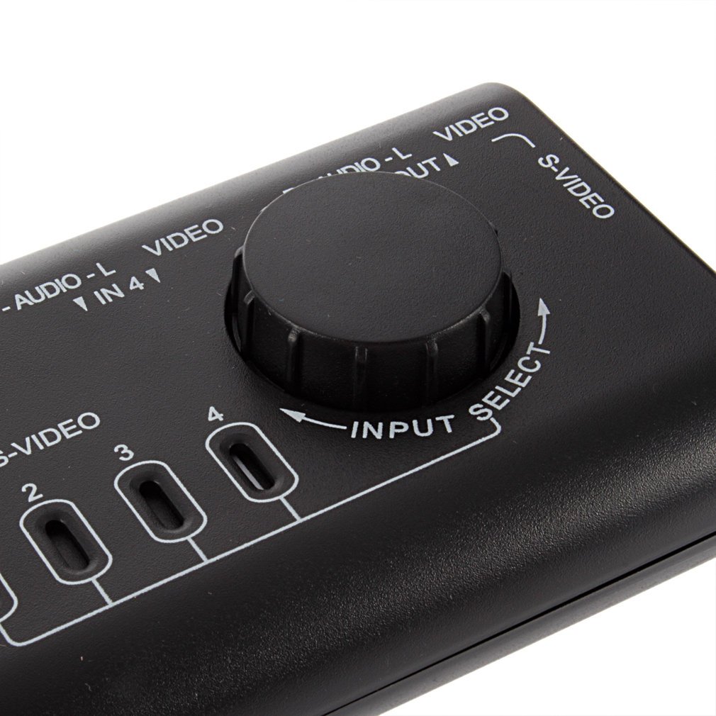 Out AV RCA Switch Box AV Audio Video Signal Switcher Splitter 4 Way Selector 4 in 1 Bundle 1 AUX Polybag Coaxial Cables ONLENY