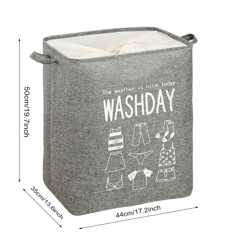 Large Laundry Basket Pop-Up Laundry Hampers Collapsible Clothes Storage Basket, Waterproof Linen Fabric with Drawstring