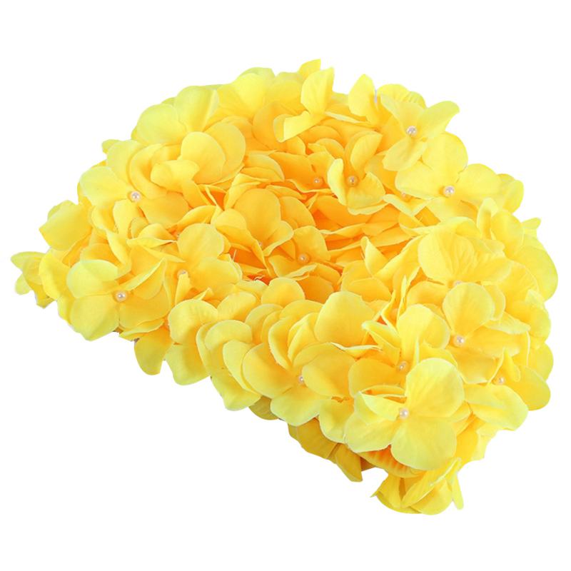 Women Petal Swim Hat Flowers Bath Cap Ladies Swimming Cap Swim Pool Hat Swimming Cap: Yellow