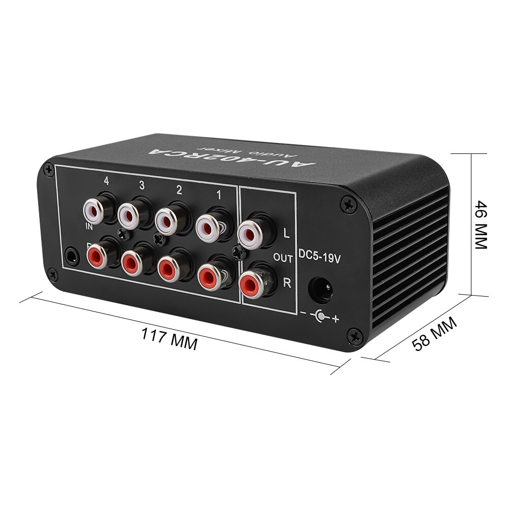 AIYIMA 4 Way RCA Audio Input Stereo Mixed Output Audio Mixer Headphone Amplifier Splitter Selector Source Switcher DIY Amplifier