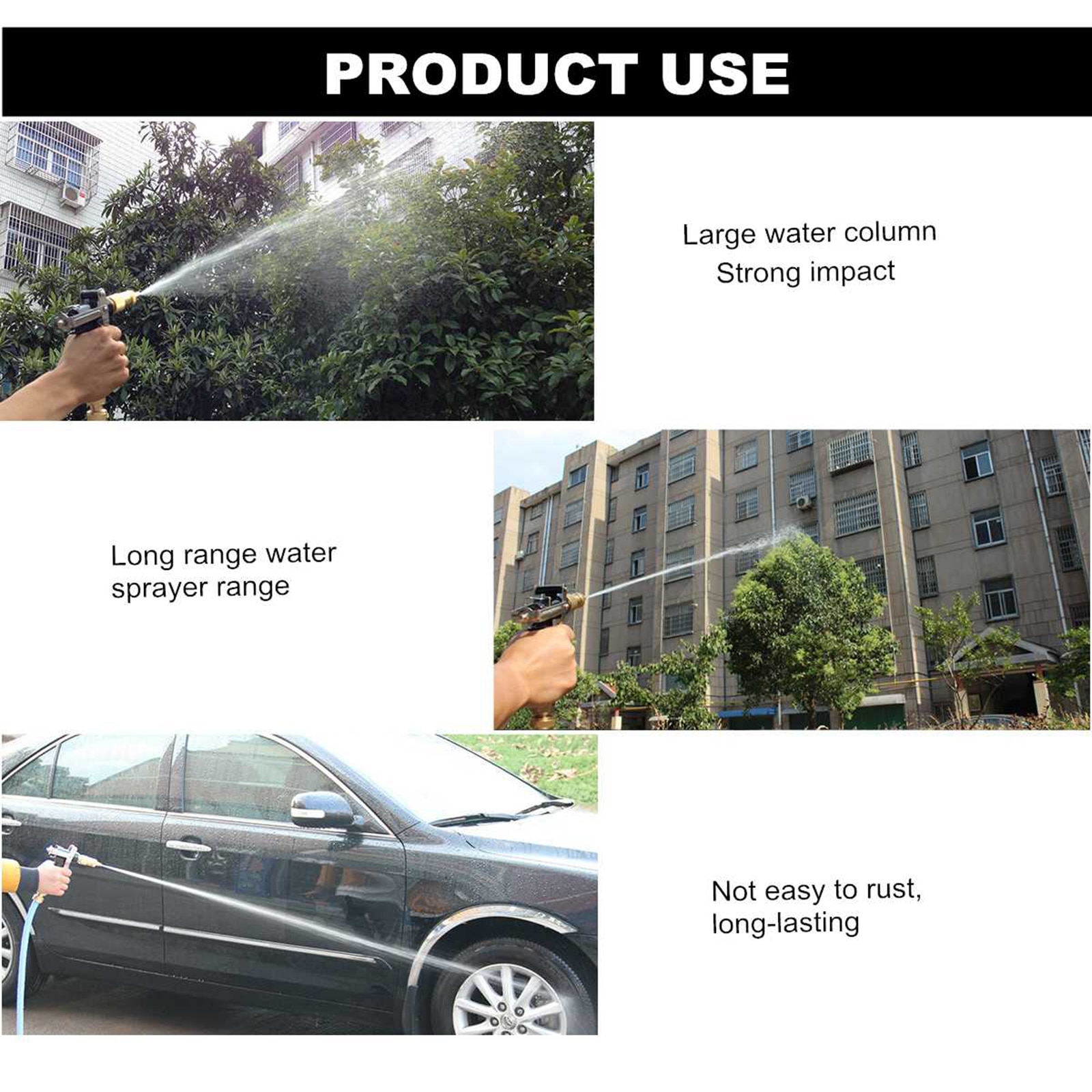 High Pressure Cleaner Garden Water Hose Nozzle Sprayer Portable Car Wash Metal Brass Lawn Hose Pipe Hand Held Water Nozzle