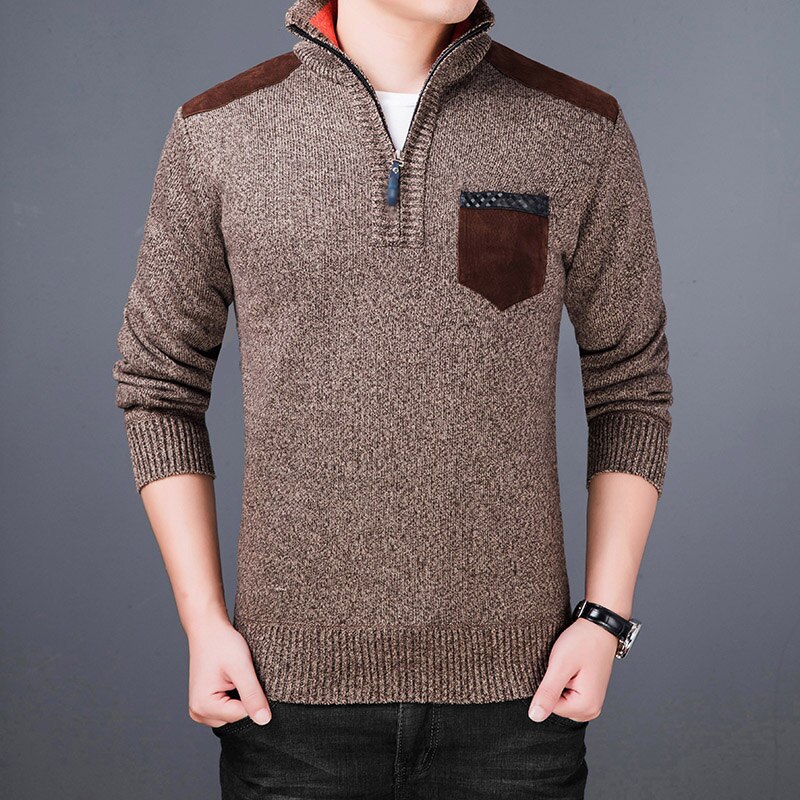 Liseaven herre tyk fleece sweater rullekrave vinter herre pullovere slim fit sweaters strik pull homme sweatere