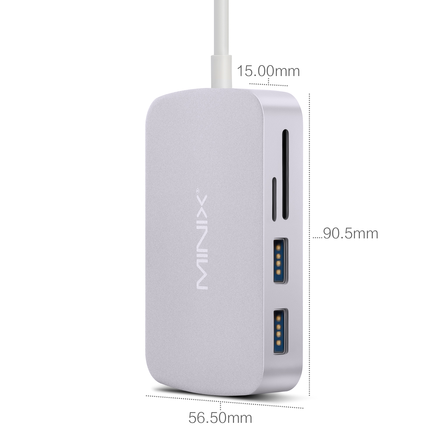 MINIX USB-C Hub kleine Type-c dockingstation met VGA/HDMI/USB 3.0/Type-c voor opladen/kaartlezer, internet NIC