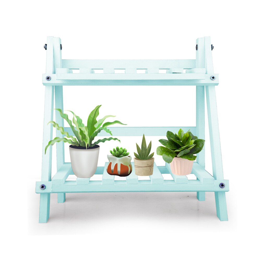 2-Tier Wooden Plant Stand Flower Pot Display Rack Stand Shelf Multifunction Storage Bonsai Holder Rack For Home Outdoor Patio