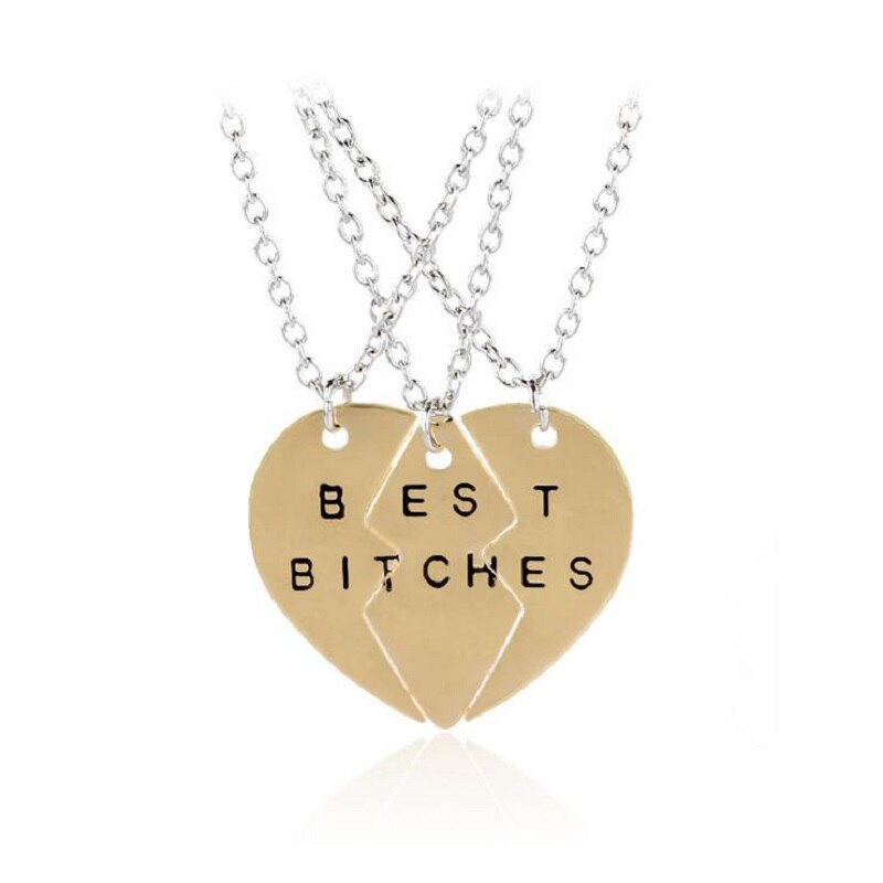 Trendy 3 stks/set Beste Bitches Hanger Gebroken Hart stikken Ketting Voor Beste Vrienden en goede vriendinnen Sets van kettingen: Golden 3BB