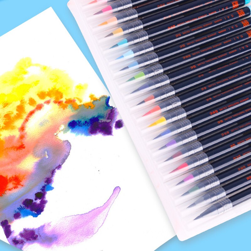 Japan Sakura Akashiya Soft Brush Watercolor Pen Student Art Painting with Water-soluble Color Pen Set