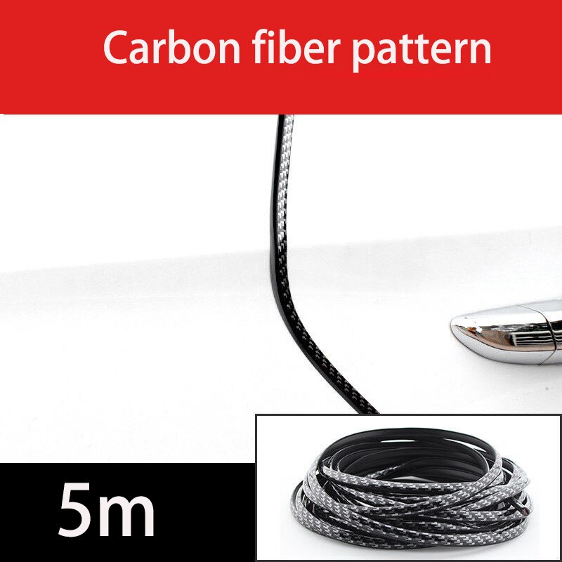Chrom Auto Tür Rand Schutz Streifen Lärm Isolation Dicht Auto Tür Gummi Dichtung Streifen Klang Isolierung Tür Schutz: Kohlenstoff fiber 5m