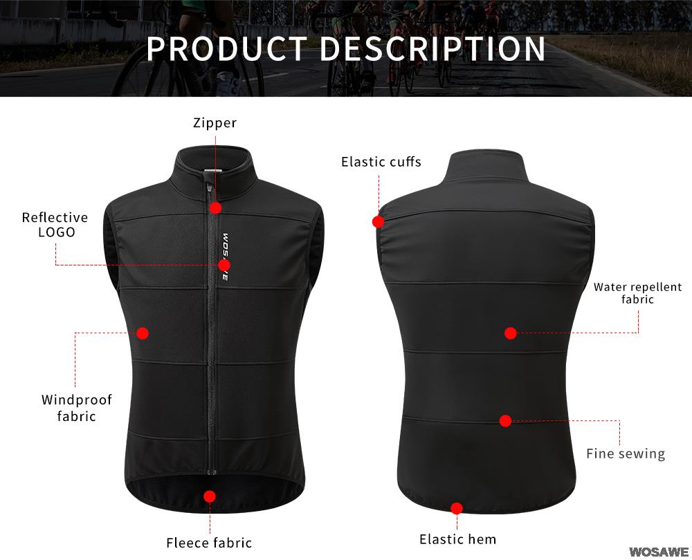 WOSAWE gilet da ciclismo invernale in mucchio termico da uomo nuovo giacca senza maniche antivento strada MTB bicicletta frangivento gilet caldo riflettente uomo