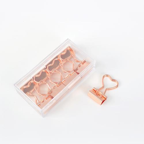 Trombone en métal or Rose avec coeur d&#39;amour, papeterie Kawaii pour bureau, papeterie scolaire: rose gold