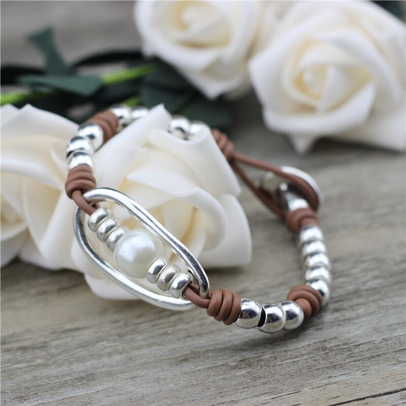 Anslow Vintage Unieke Charms Handgemaakte Diy Kralen Lederen Boog Gevlochten Mannelijke Vrouwelijke Armbanden Sieraden LOW0809LB