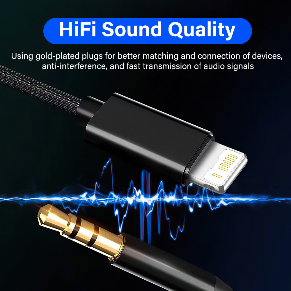 Vergulde AUX-kabel voor iPhone 14 13 12 11 Pro Max X 8 Verlichting naar 3,5 mm Jack Hoofdtelefoon Auto Muziek Adapter Audio-snoer TRS TRRS