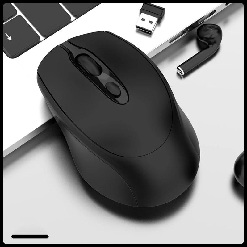Ergonominen langaton hiiri 2.4g optista ladattavaa bluetooth-yhteensopivaa hiirtä kannettaville tietokoneille chromebookeille kannettaville tietokoneille pelihiiri: Musta