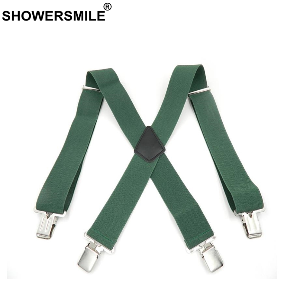 SHOWERSMILE Grün Männer Hemd Hosenträger Breite 5cm Herren Hosenträger 120cm 4 Clips Einstellbare Leder Hosen Gurt Für freund: Grün mf07