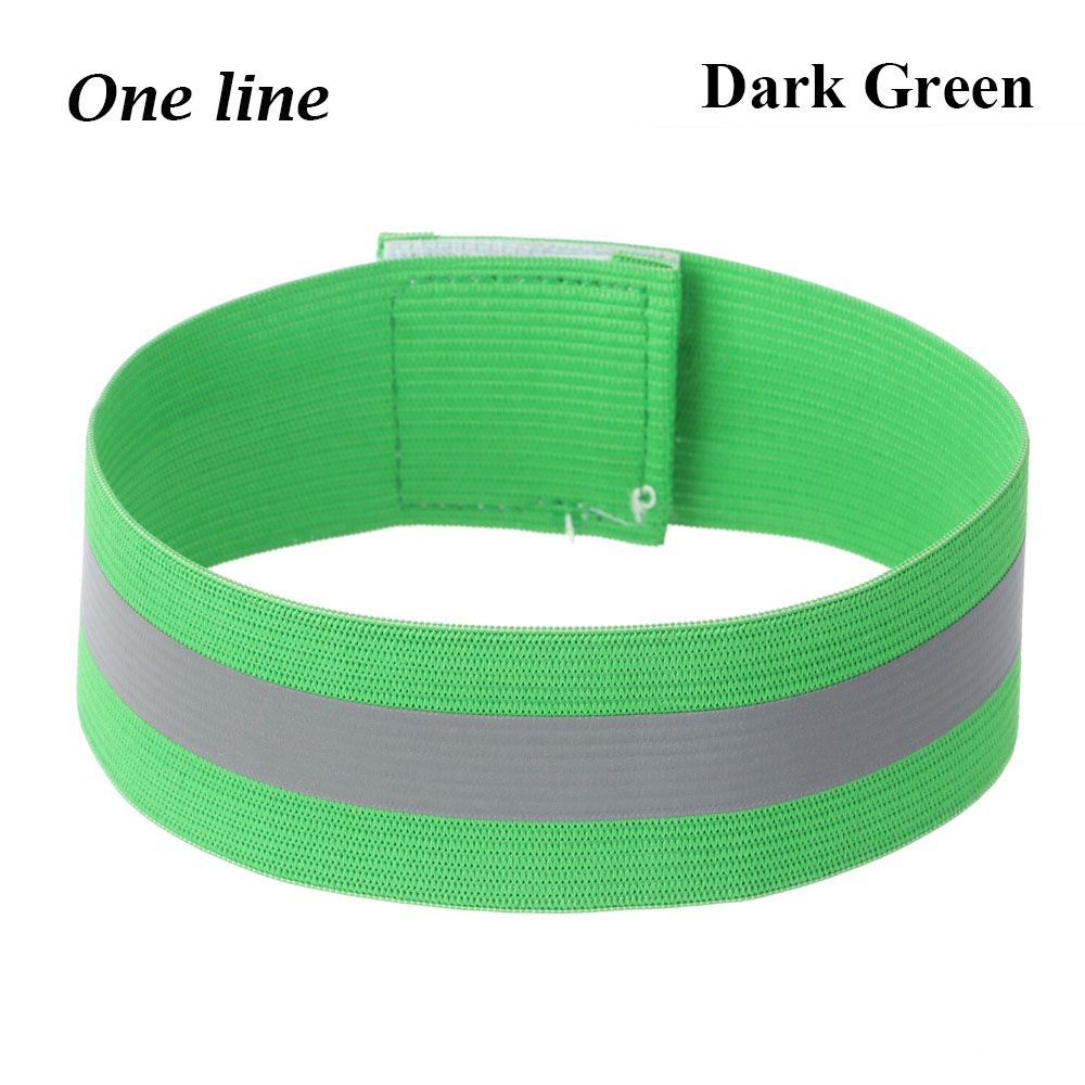 1PC Reflektierende Band Elastische Armbinde Armbinde Hand Knöchel Bein Warnung binden Gurt Nacht Sicherheit Alarm Band für Sport Radfahren: dunkel Grün-eins Linie