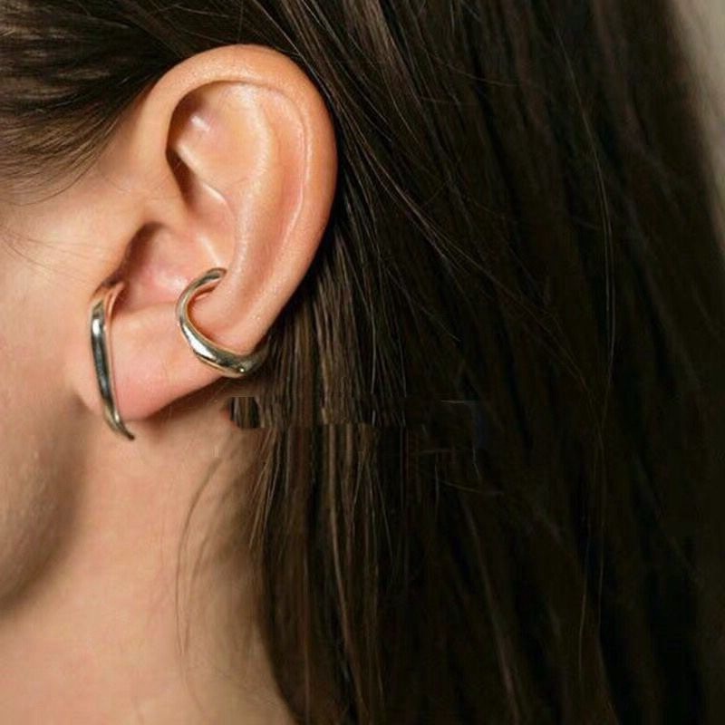 Hiphop punk metal ear cuff örhängen utan piercing inga öron hål öron cuff silver färg rund c clip on örhängen kroppssmycken