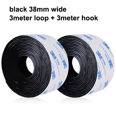 3Meter 16-100Mm Zelfklevende Klittenbandsluiting Tape Nylon Sticker Haak Lus Strips Fastener Met lijm Diy Accessoires: Black 38mm