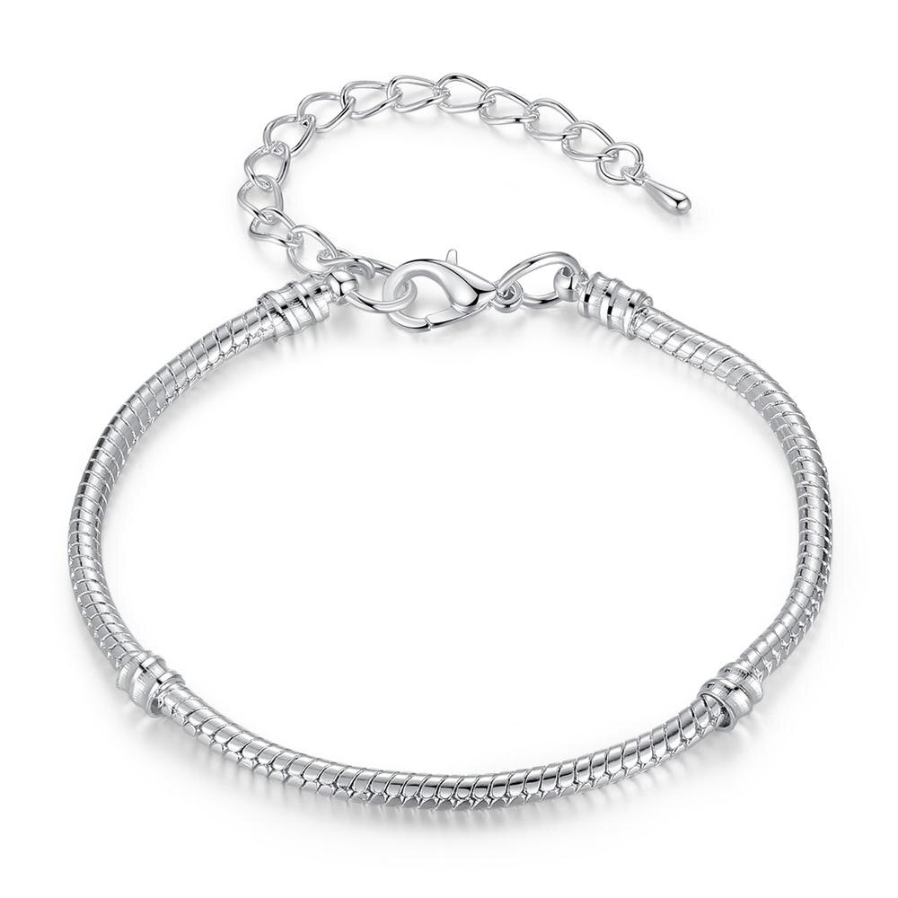 Classic Liefde Zilveren Kleur Snake Chain Diy Vrouwen Armbanden & Armbanden Voor Vrouwen Bedels Vrouwen Sieraden 3 Size WEU9009: WEU1131