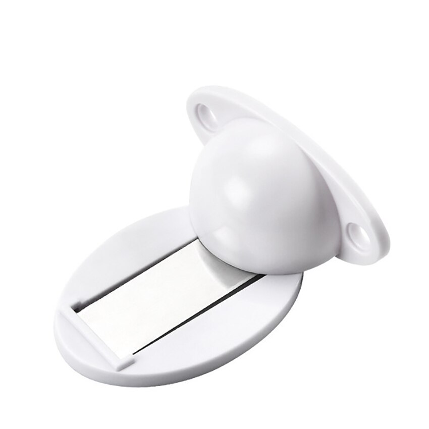 Door Stopper, Magnetic Door Stop White, Black Plastic Door Catch, Self Adhesive & Drilling Door Holder for Bedroom Bathroom: WHITE