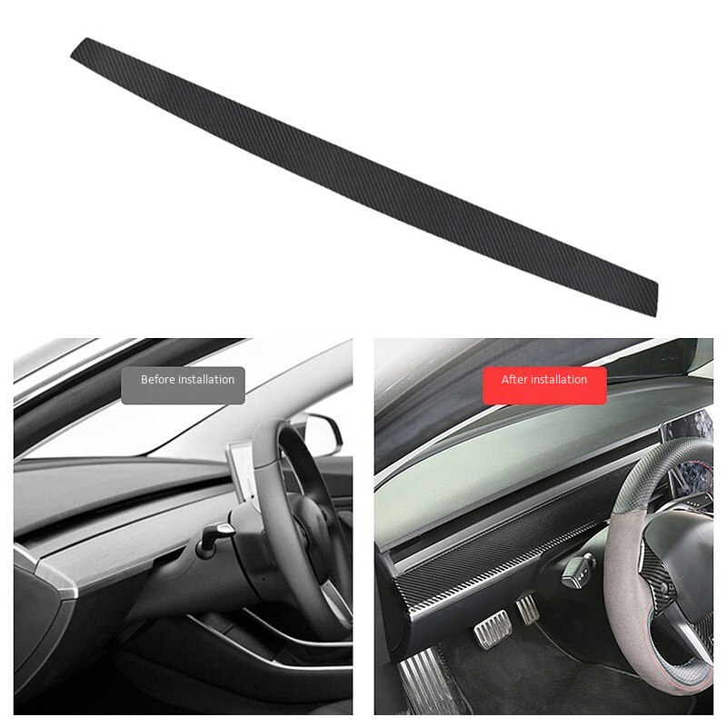 Modifisert film for midtre kontrollpanel karbonfiber lærbeskyttelsesfilm for dashbord egnet for tesla modell 3