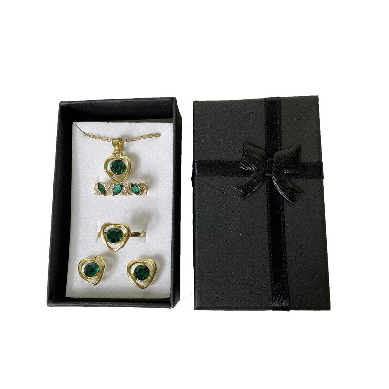 Schoonheid Kleur Papier Ring Sieraden Opbergdoos Set Van Sieraden Oorbel Hanger Ring Organizer Display Box Lint Ring Case: black