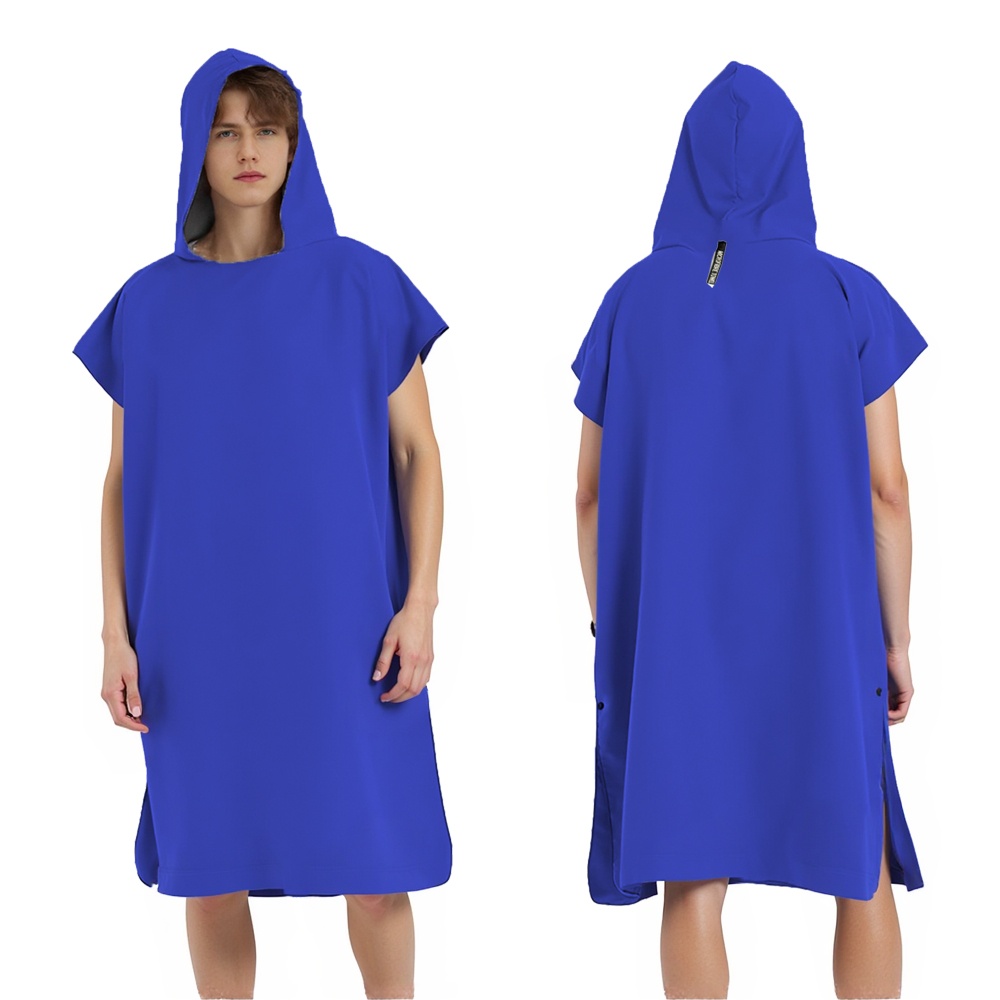 Strandtuch, Mikrofaser-Kapuzenhandtuch, schnell trocknend, Schwimmen, Reisen, Surfen, Sauna, Fitnessstudio, hochsaugfähig, leicht, Bademantel, Umhangwechsel: Blau