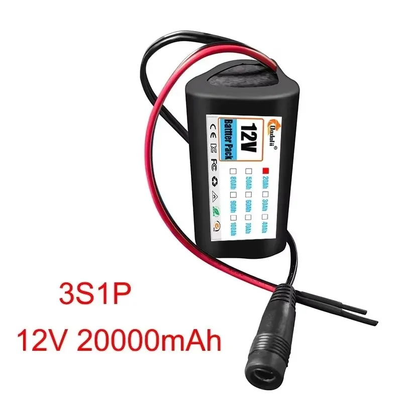 Batterie Li-ion Rechargeable 12V 18650, 2000mah, 3S1P, avec panneau de Protection des cellules au Lithium BMS + chargeur 12.6V: green