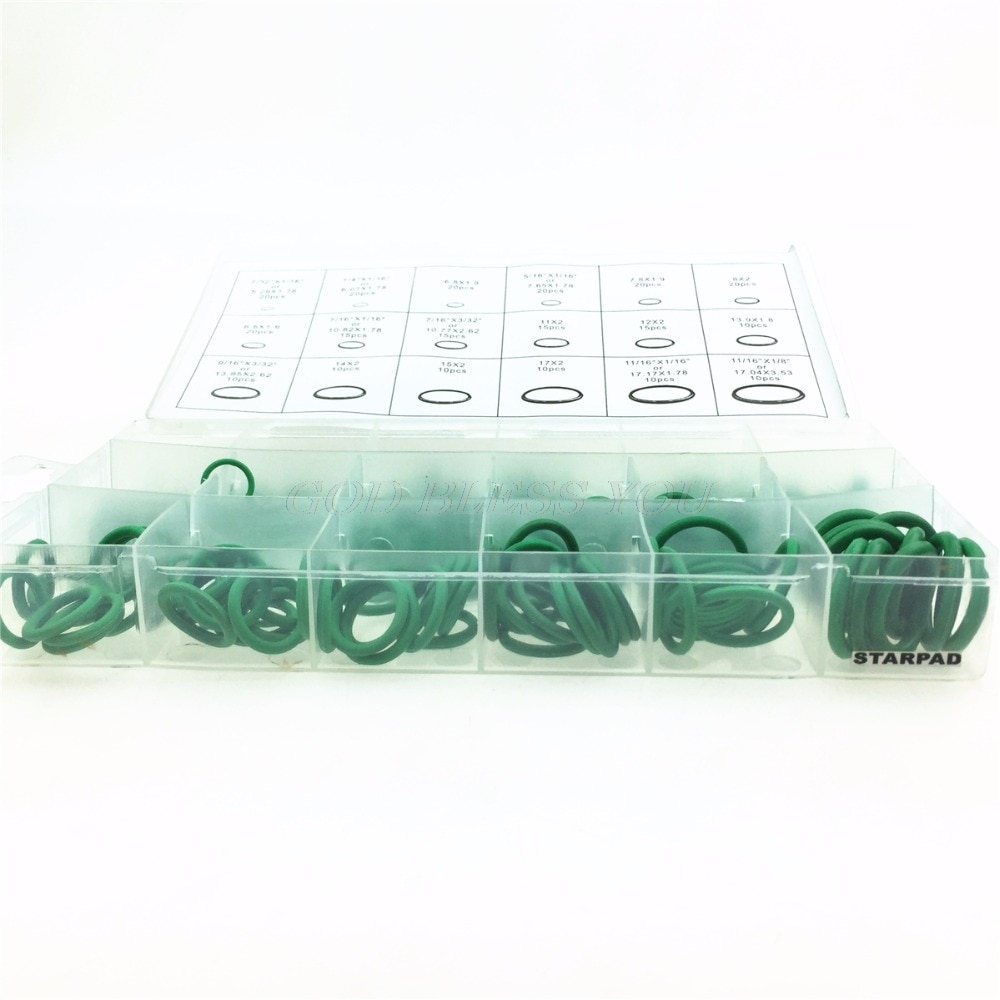Gummi o-ringar 270 st luftkonditionering  r22/r134a reparation kompressor tätning 18 storlekar o-ring kit grön metrisk o ring tätningar nitril