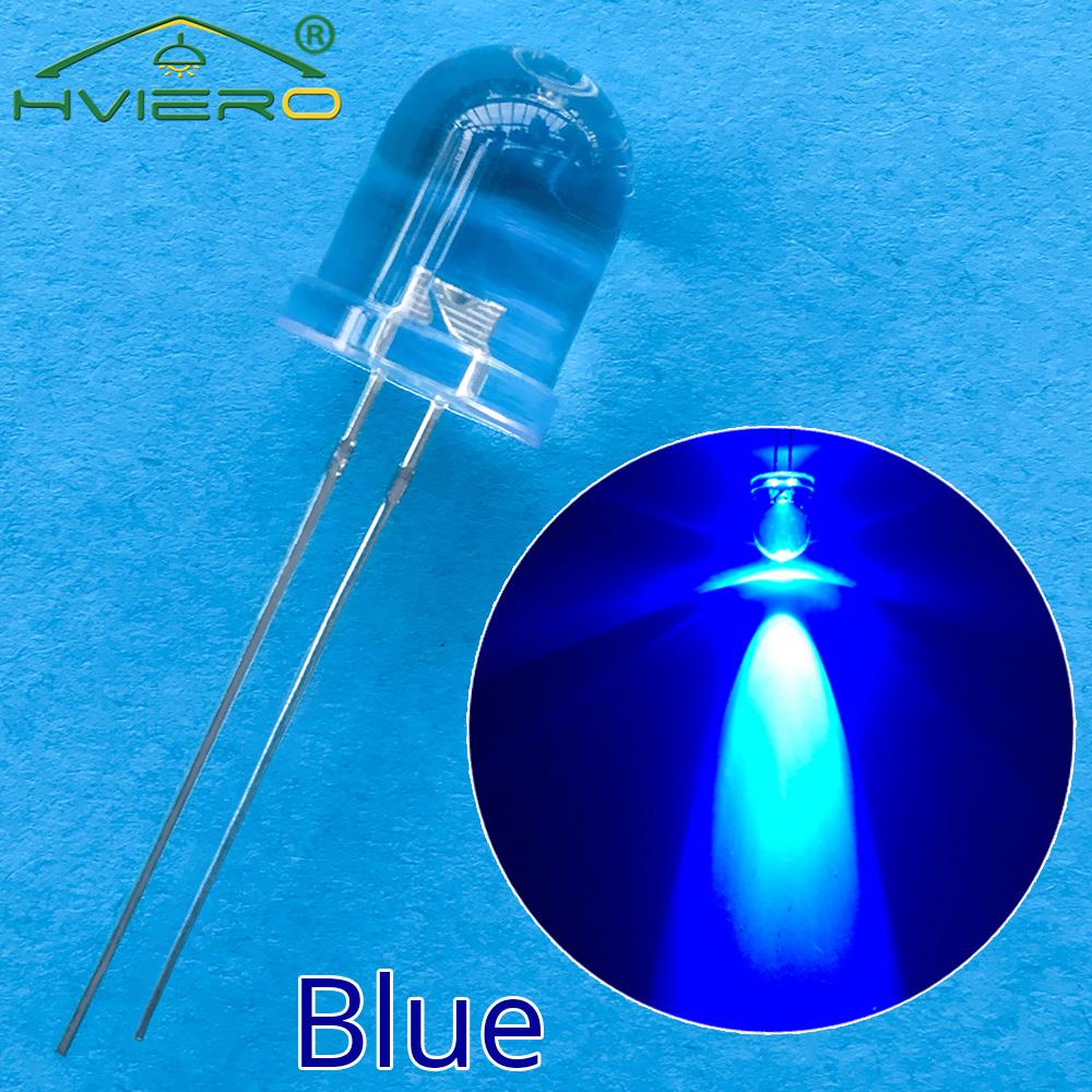 50Pcs 10mm Round Top Super Bright Lamp Beads Clear Emitting Diode LED White Red Green Blue Yellow UV Pink Orange Dome Light Bulb