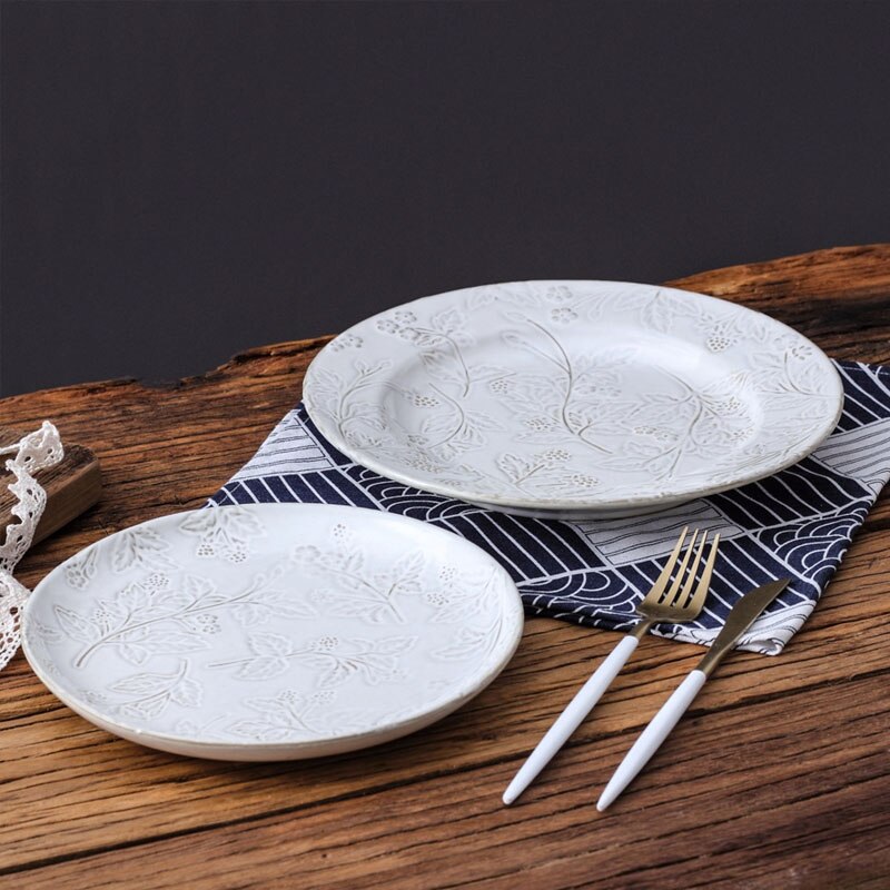 retro płyta ceramiczna ręcznie kwiatowa tłoczona sałatka owocowa talerze zachodnia restauracja kreatywna stek danie francuska zastawa stołowa robić kuchni: jeden zestaw