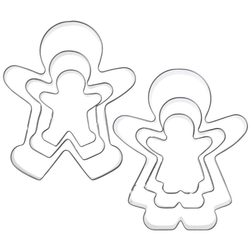 3pcs Gingerbread Man Boy Girl Fondant Pastry Baking Biscuit Cookie Cutter Set Stainless Steel