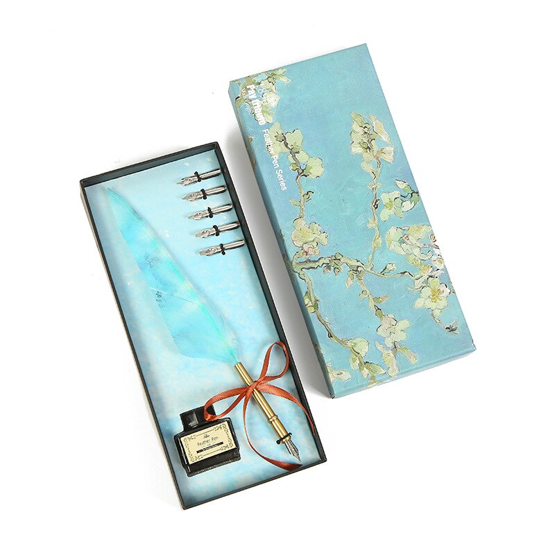 European style Feather Pen Quill pen,Oil Painting Style Dip Pen English Calligraphy Pen with ink Pen Set: 3