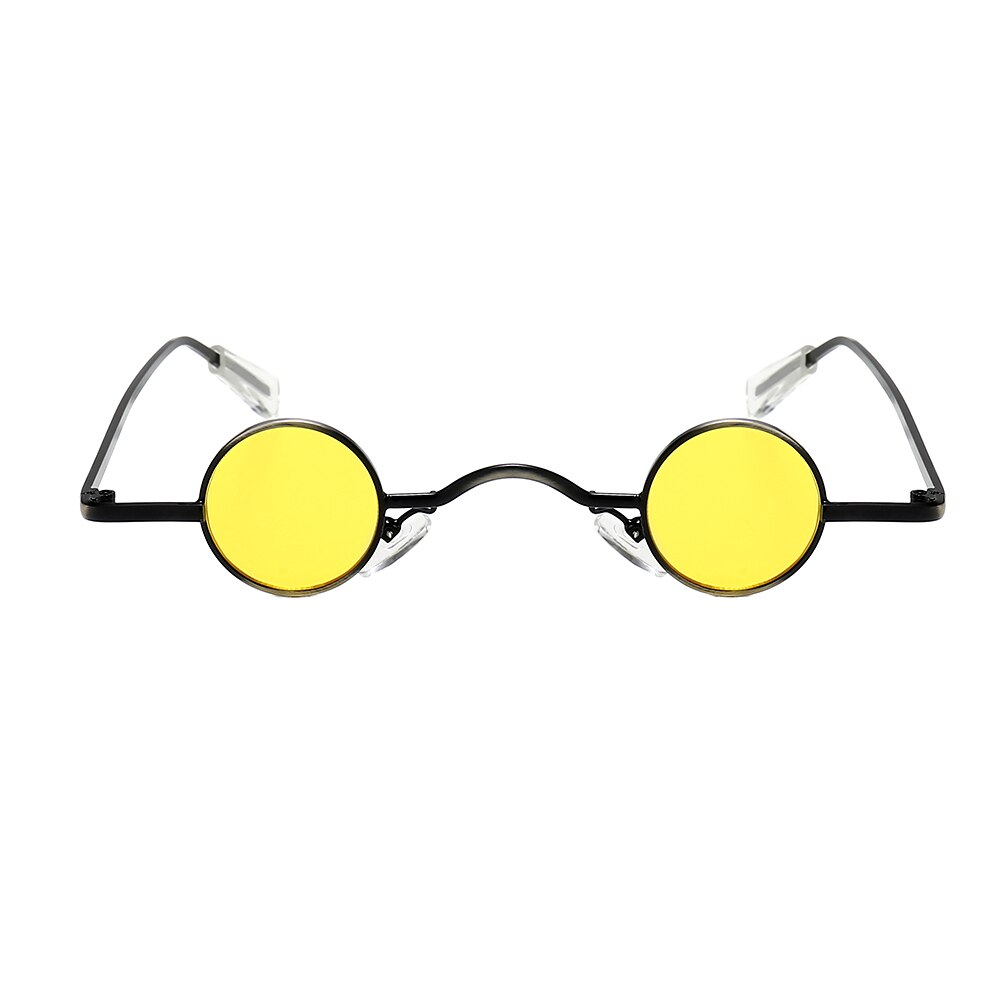 Mini gafas de sol Retro redondas para hombre, montura metálica dorada, negra, roja, pequeñas gafas de sol redondas enmarcadas, accesorios para el cuidado de los ojos: yellow