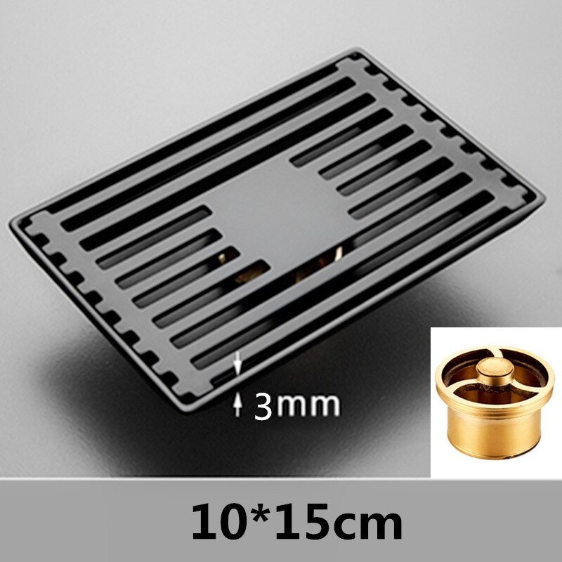 Thickened Stainless Steel Floor Drain Solid Large Displacement Strip Bathroom Hotel Rectangular Floor Drain: Brass A