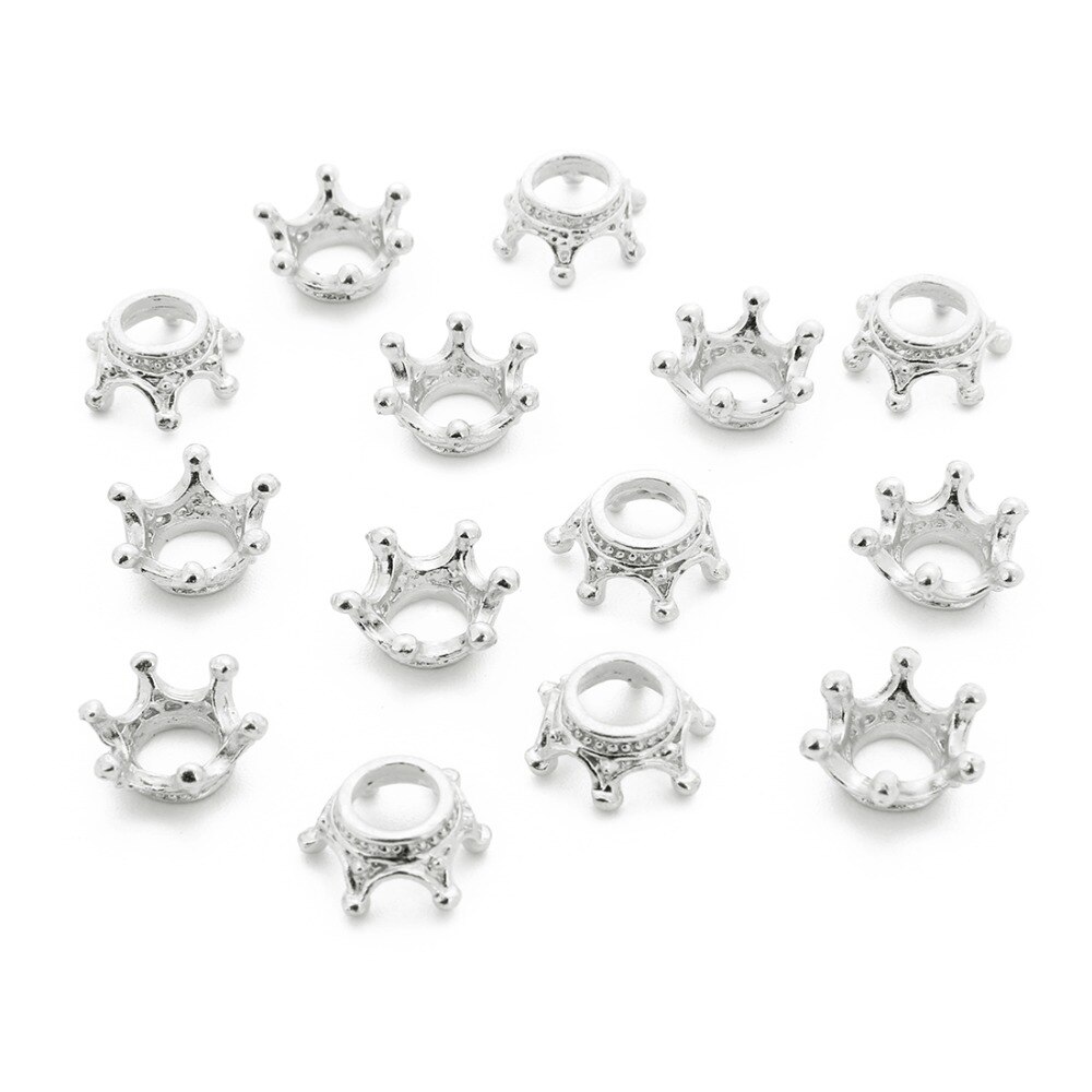 50 stks/partij Goud/Zilver/Antiek Brons Kleur Crown Bead Caps Connectors Charms End Kralen Cap Voor DIY Sieraden maken Bevindingen