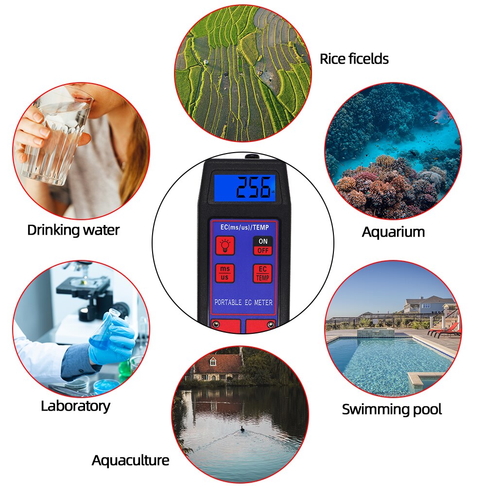 EC-8423 Digital EC Meter 2 in 1 TEMP EC Tester Conductivity Meters Water Test Tool for Pool Drink Water Aquarium 40%OFF