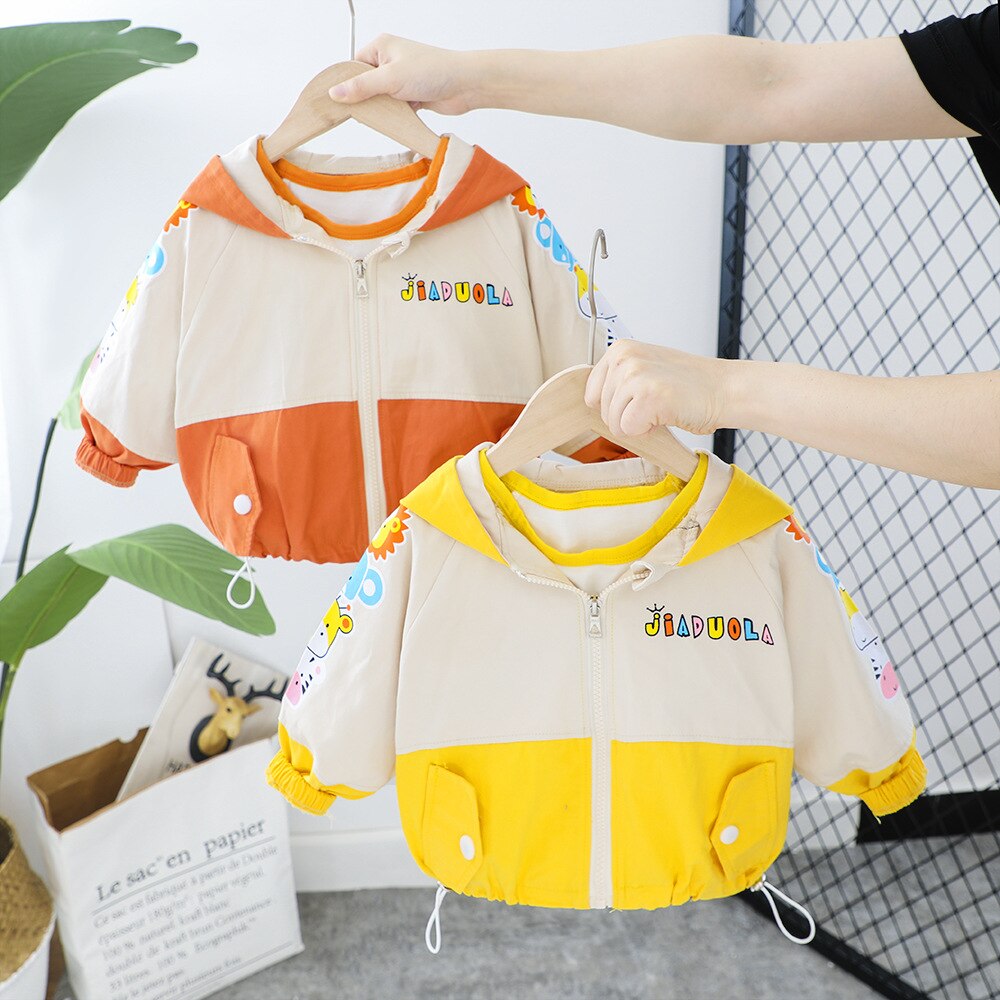 Herfst Baby Jongens Cartoon Brief Print Capuchon Rits Jassen Vesten Kinderen Kids Jassen Baby Meisjes Toevallige Bovenkleding Casaco