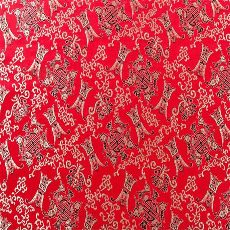 Brokade polyester stof jacquard kinesisk betydning mønster fabrik direkte stof til sofa pude måtte: 1 rød