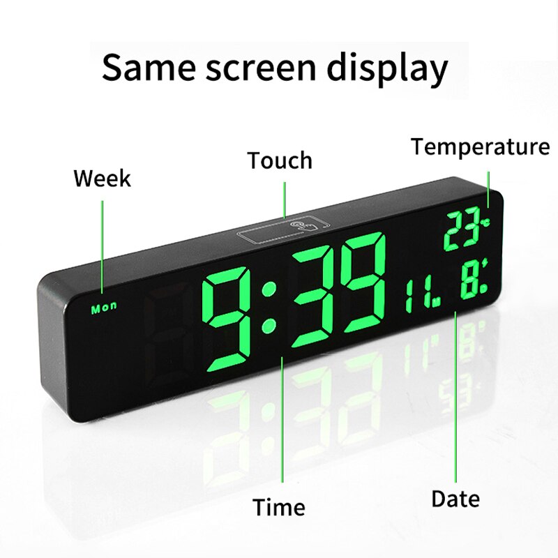 Digital Alarm Clock Temperature Date Dual Alarms Voice Control Electronic Table Clock Snooze Wall LED Clocks for Living Room